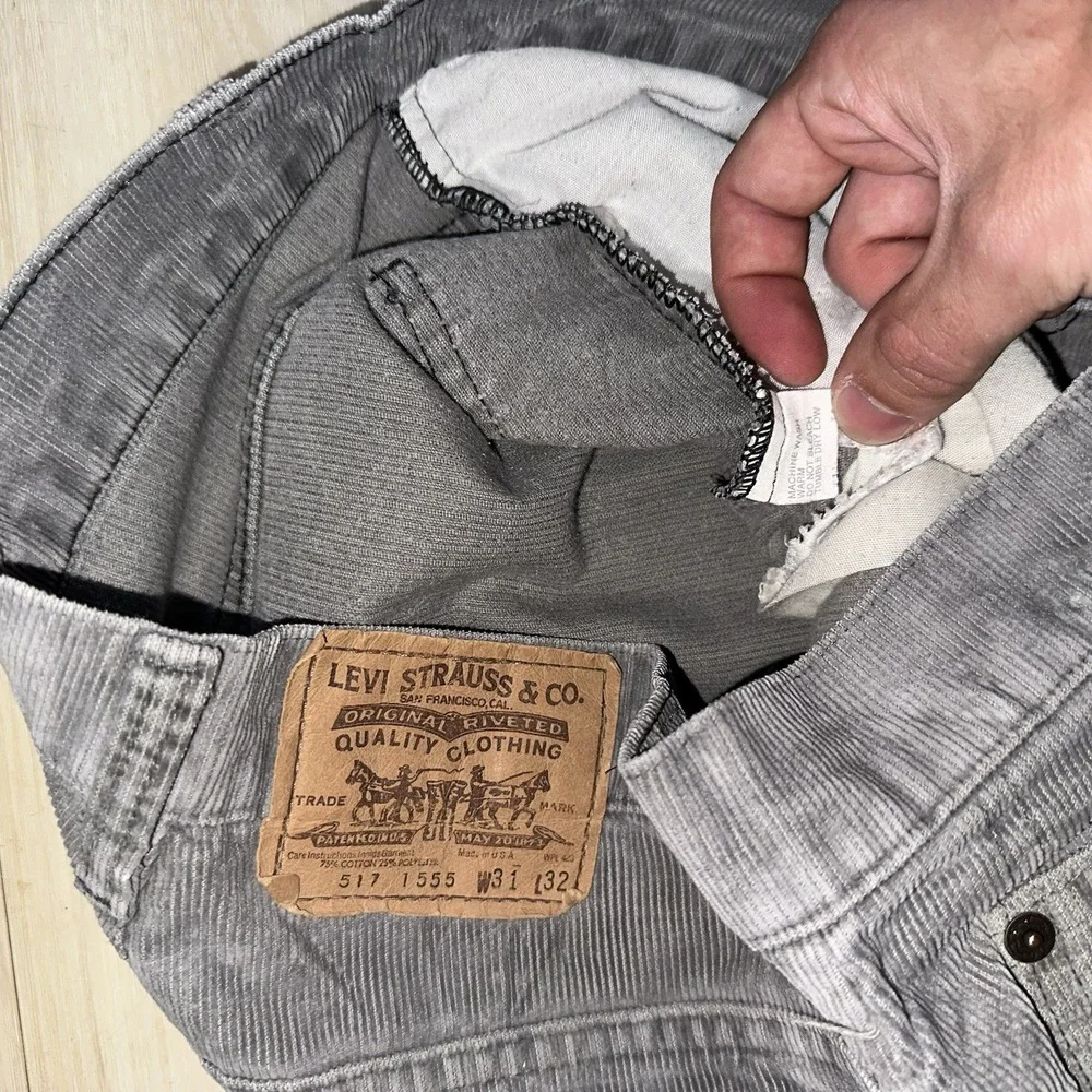 Vintage Levi's 517 Corduroy Bootcut Pants 30x32 Gray 80s Boot‎ Cut Western Rodeo